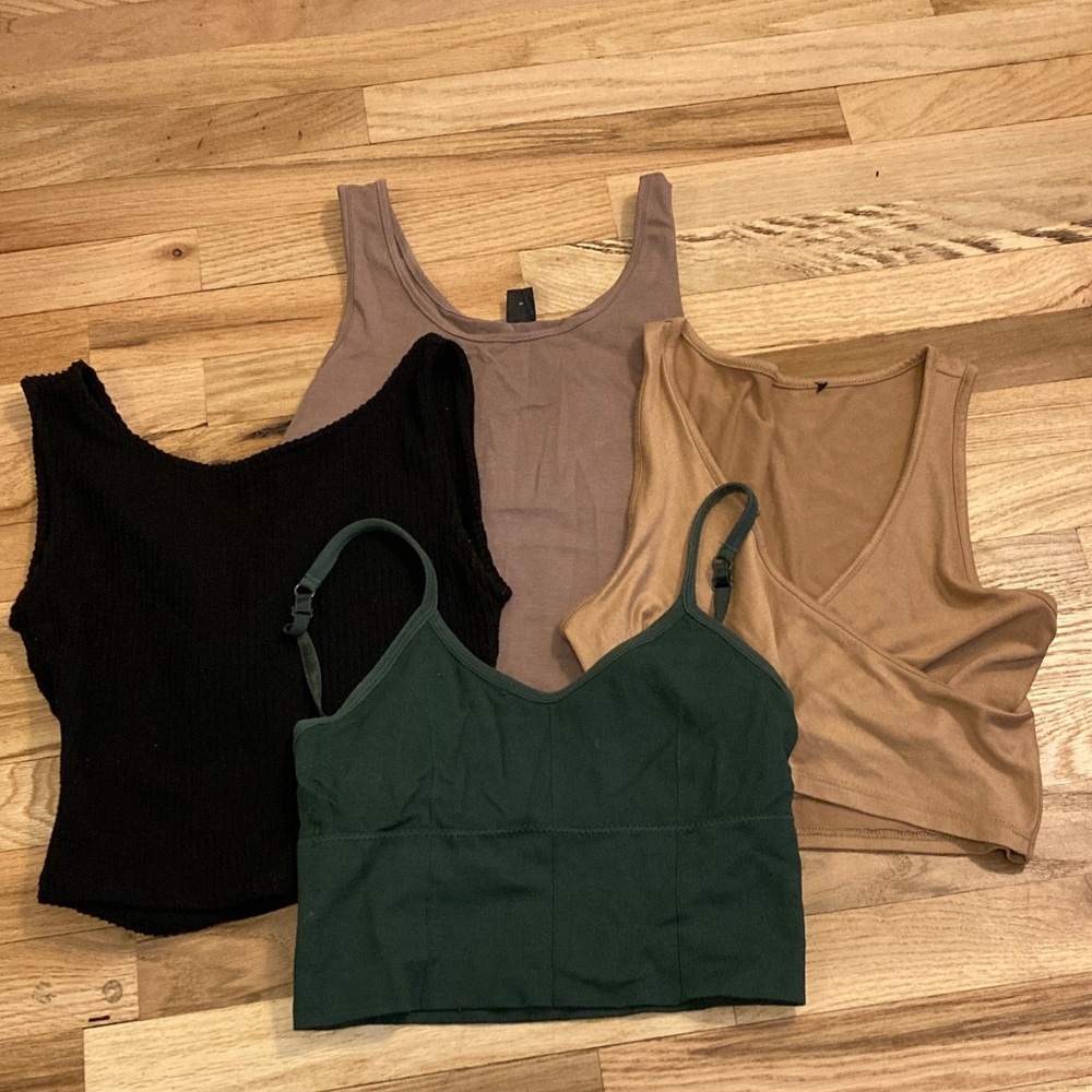 Stylish Women's sleeveless and tank Tops  Set - Black, taupe, Brown, Green